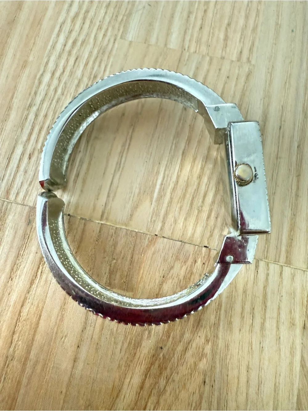 Denacci ladies square two toned cuff bracelet watch NEW BATTERY